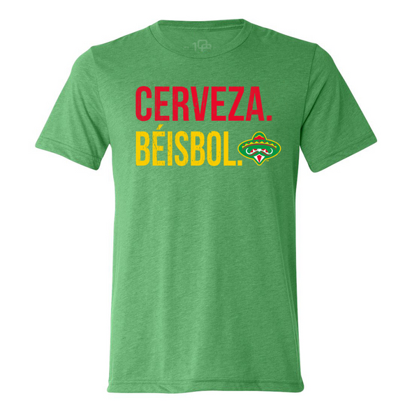 Diamantes de Arkansas 108 Stitches Cerveza Beisbol Green Tee